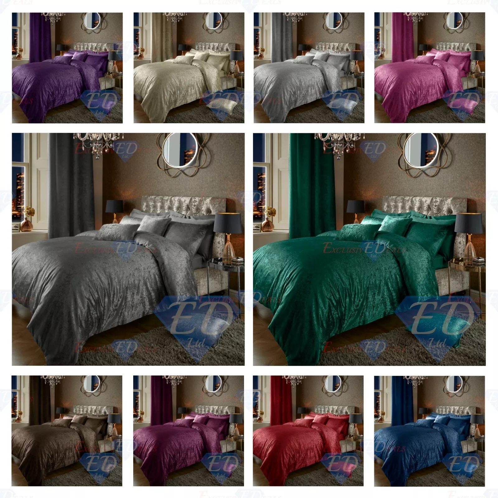 Luxury Crushed Velvet Quilt Duvet Cover Bedding Li
